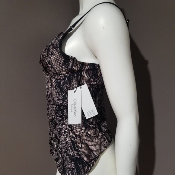 Calvin Klein Printed Twist Tummy-Control Tankini Top Size Small - Picture 3 of 9